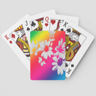 Rainbow daisies playing cards