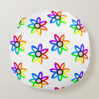 Rainbow Daisies Round Cushion