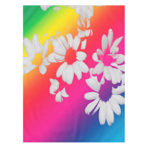 Rainbow daisies tablecloth