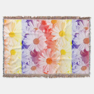 Rainbow Daisies Throw Blanket