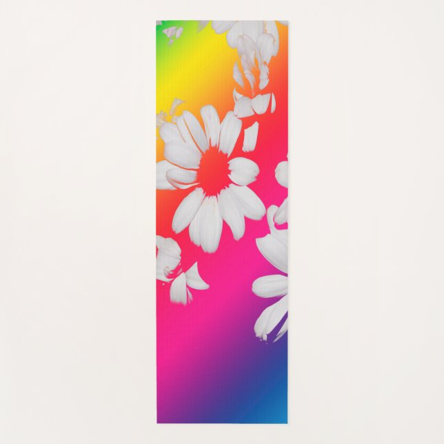 Rainbow daisies yoga mat (Front)