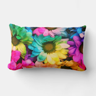 Rainbow Daisy Print Lumbar Pillow