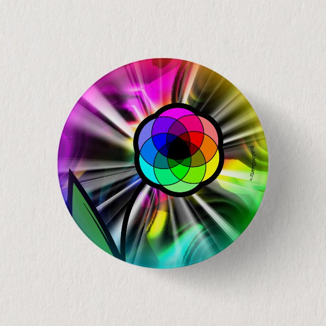 Rainbow daisy starburst button (Front)
