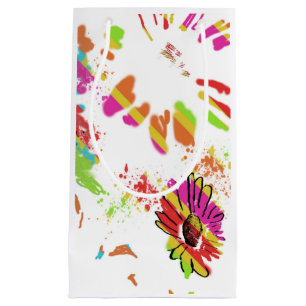 Rainbow Daisy Strip Design Small Gift Bag
