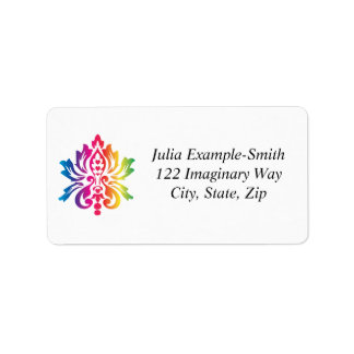 Rainbow Damask Custom Label