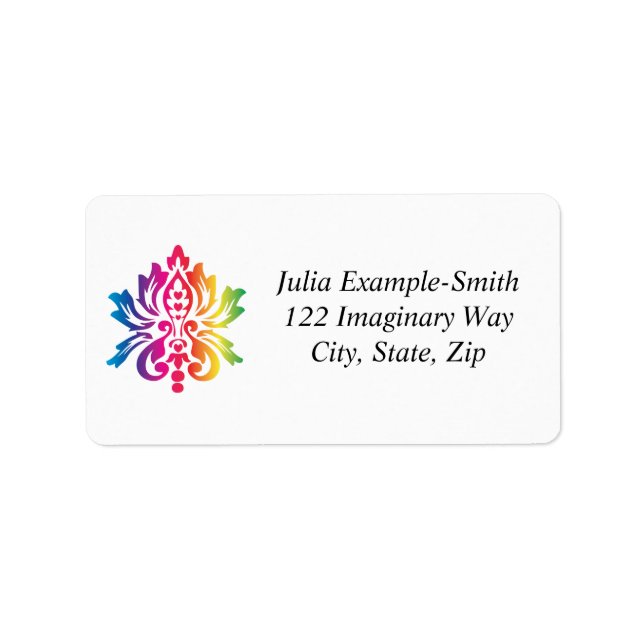 Rainbow Damask Custom Label (Front)