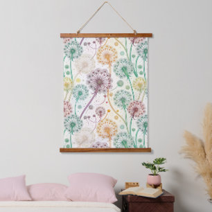 Rainbow Dandelion Breeze – Whimsical Floral Hanging Tapestry