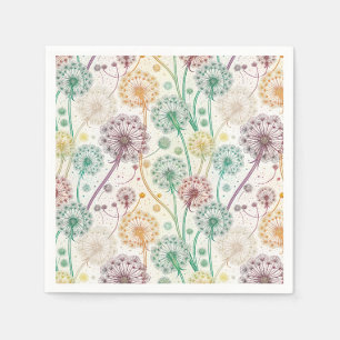 Rainbow Dandelion Breeze – Whimsical Floral Napkin