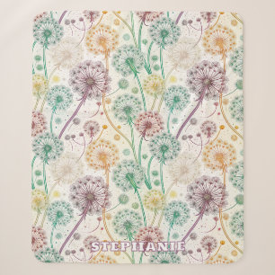 Rainbow Dandelion Breeze – Whimsical Floral Sherpa Blanket