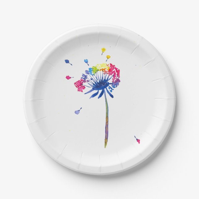 Rainbow Dandelion Paper Plate (Front)
