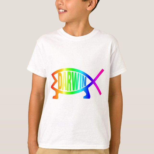 Rainbow Darwin Fish T-Shirt (Front)