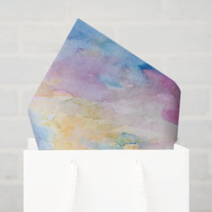 Rainbow Decoupage Tissue, Watercolor Birthday Gift Tissue Paper