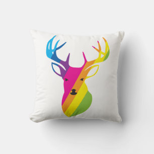 Rainbow deer cushion
