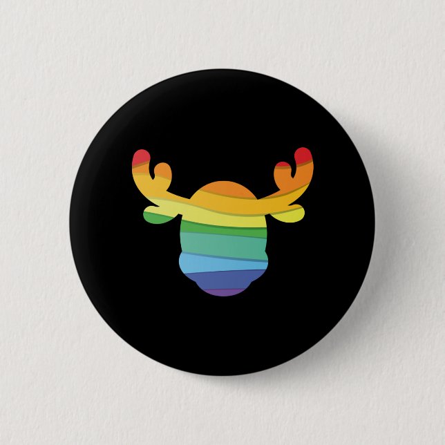 Rainbow Deer LGBT      6 Cm Round Badge (Front)