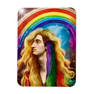 Rainbow Deity Man Of All love Fantasy Art Magnet