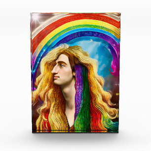 Rainbow Deity Man Of All love Fantasy Art Photo Block