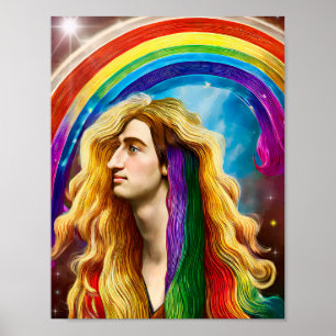 Rainbow Deity Man Of All love Fantasy Art Poster