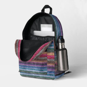 Rainbow Denim Pattern Printed Backpack