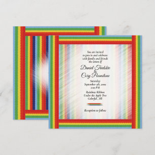 Rainbow Denim Ribbon Wedding Invitation