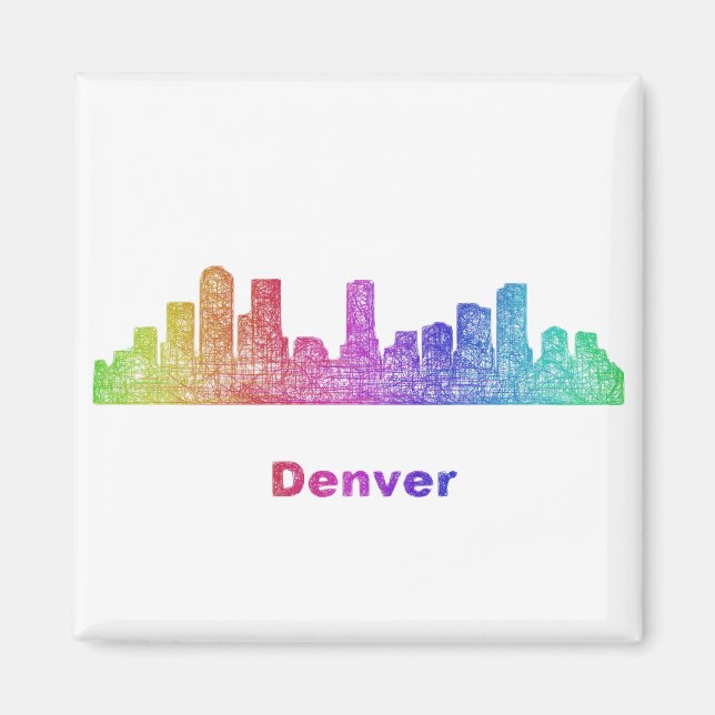 Rainbow Denver skyline Magnet (Front)