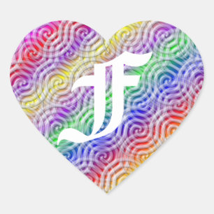 Rainbow Design Monogram Letter F Sticker