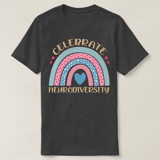 Rainbow Design Neurodiversity Autism Acceptance Au T-Shirt (Design Front)