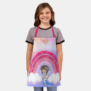 Rainbow Design with Young Girl Apron