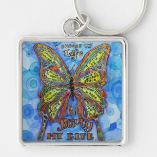 Rainbow Diabetes Butterfly Support Charm Keychains