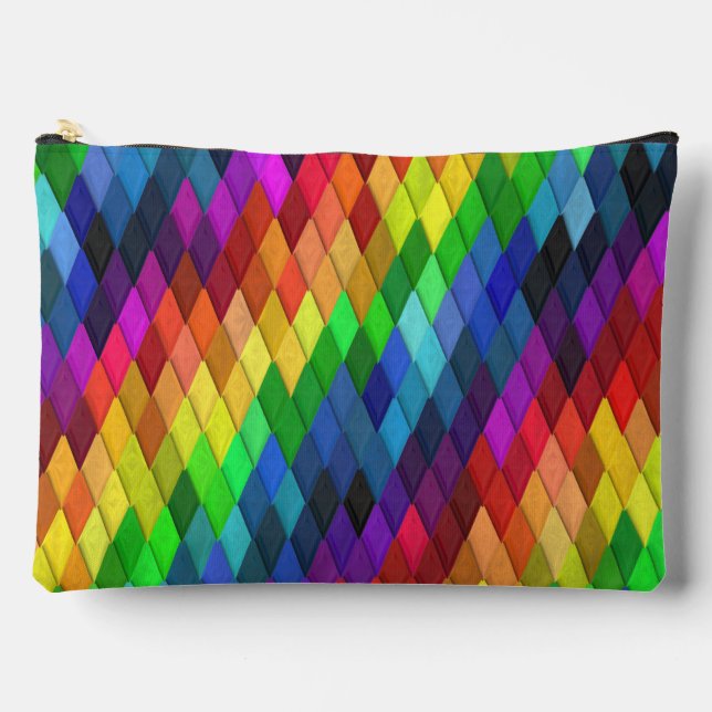 Rainbow Diamond Geometric Pattern Accessory Pouch (Front)