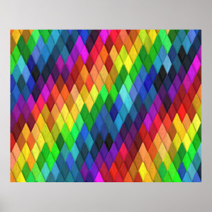 Rainbow Diamond Geometric Pattern Poster