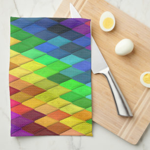 Rainbow Diamond Geometric Pattern Tea Towel
