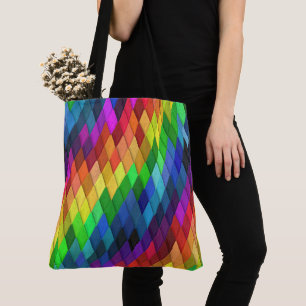 Rainbow Diamond Geometric Pattern Tote Bag