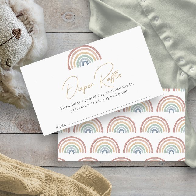 Rainbow Diaper Raffle Card (Boho Rainbow Diaper Raffle Enclosure Card by Painted Paperie)