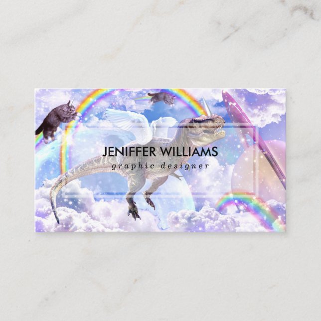 Rainbow dinosaur unicorn dinocorn                  business card (Front)