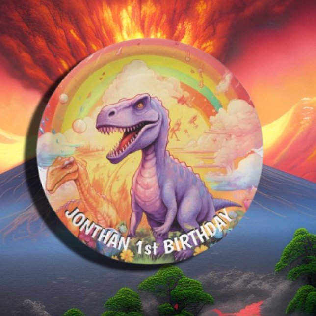 Rainbow dinosaurs birthday theme paper plate (Creator Uploaded)