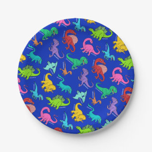 Rainbow Dinosaurs Paper Plate