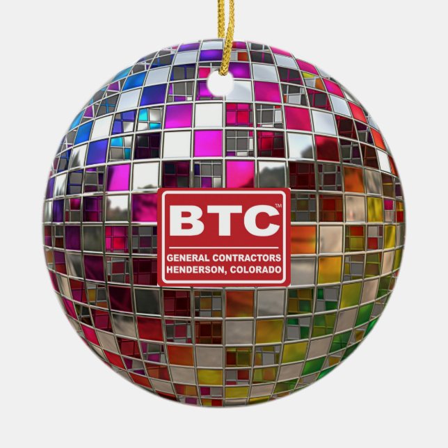 Rainbow Disco Ball Mirror Ornament (Front)