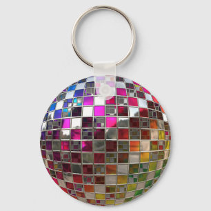 Rainbow Disco Ball Mirrors Key Ring