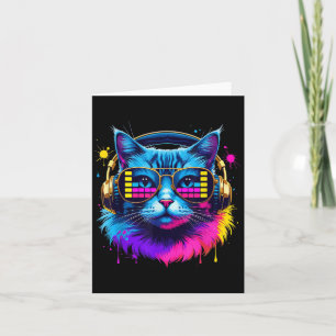 Rainbow Dj Cat Music Lover For Cat Lover Cat Mum C Card