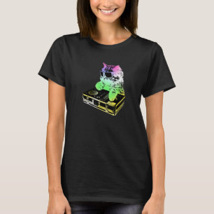 Rainbow Dj Cat Scratching T-Shirt