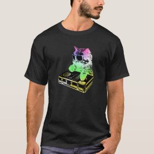 Rainbow Dj Cat  Scratching T-Shirt
