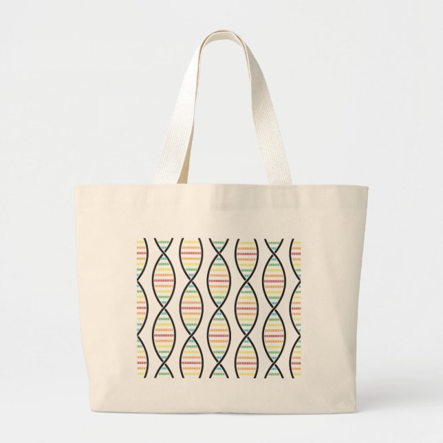 Rainbow DNA Strands Large Tote Bag (Front)
