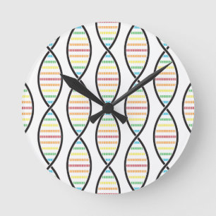 Rainbow DNA Strands Round Clock