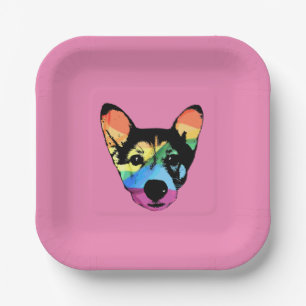 Rainbow Dog, paper napkins Plate