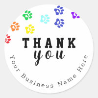 Rainbow Dog Paw Custom Thank You Stickers