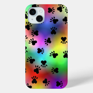 Rainbow Dog Paw Prints iPhone 15 Mini Case