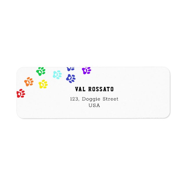 Rainbow Dog Paw  Return Address Label (Front)