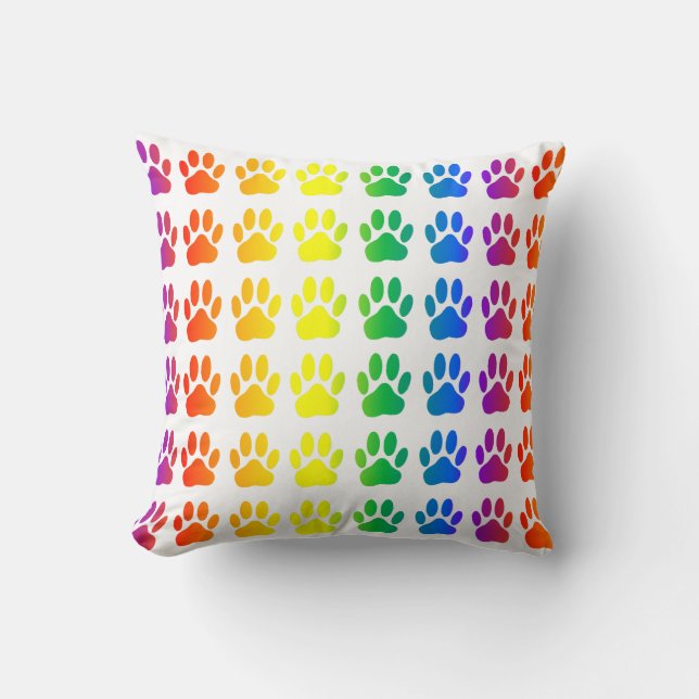 Rainbow Dog Pawprint Cushion (Front)