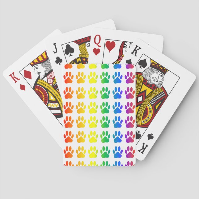 Rainbow Dog Pawprint Playing Cards (Back)