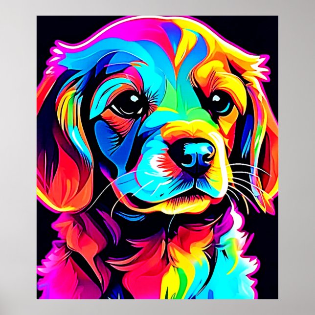 Rainbow Dog Portrait Art Poster (Front)